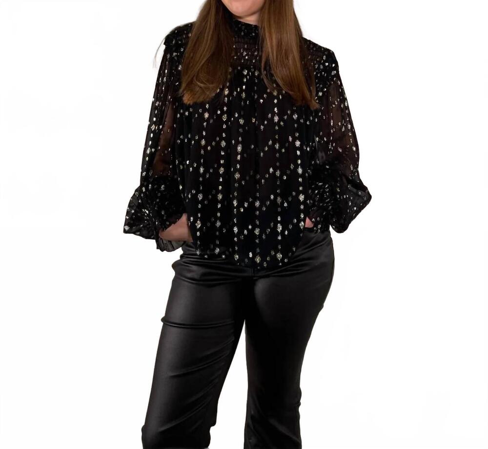 NEW ELAN starlight sheer blouse in black